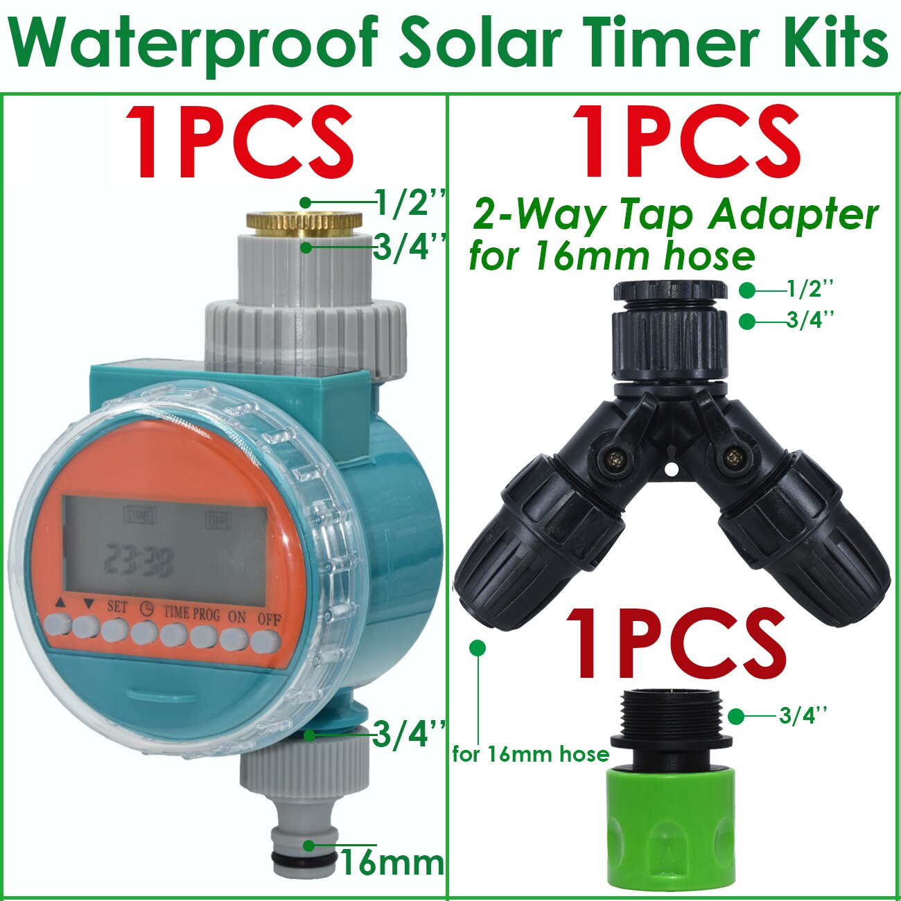 KESLA Irrigation Waterproof Solar Water Timer LCD Greenhouse Automatic Electronic Garden Irrigator Watering Controller System: Waterproof Solar-I