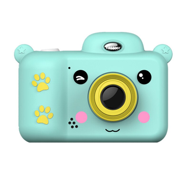 Mini enfants caméra Full HD 1080P appareil photo numérique 2.4 pouces écran enfants jeu étude jouet caméra double lentille mignon dessin animé caméra: Bleu / Add 32g SD Card