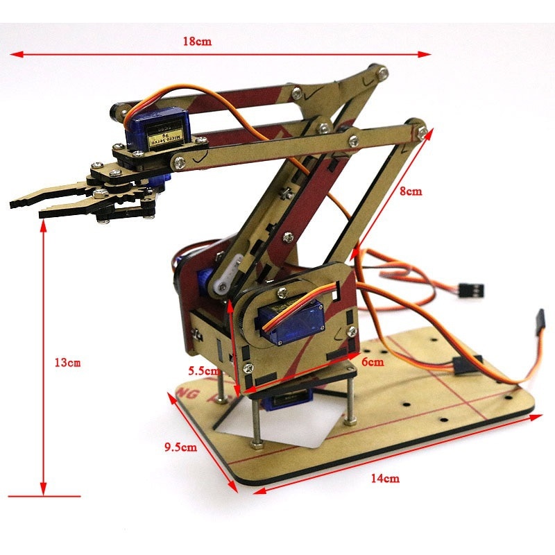 Robotarm samling akryl maskiner arm manipulator klo robot div gripper legetøj arduino maker pi robot udstyret 4 styretøj