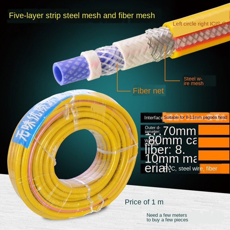 Explosion-proof Steel Wire Gas Pipe Natural Gas Liquefied Gas Gas Pipe Household Water Heater Stove Rubber Hose: Five floors