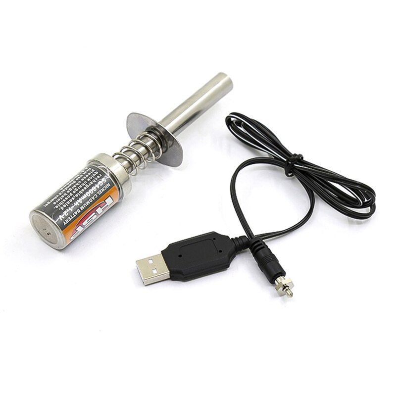RC Nitro 1.2 V 1800Mah Rechargeable Glow Plug Starter Igniter DC USB Charger for Gas Nitro Engine Power 1/10 1/8 RC Car