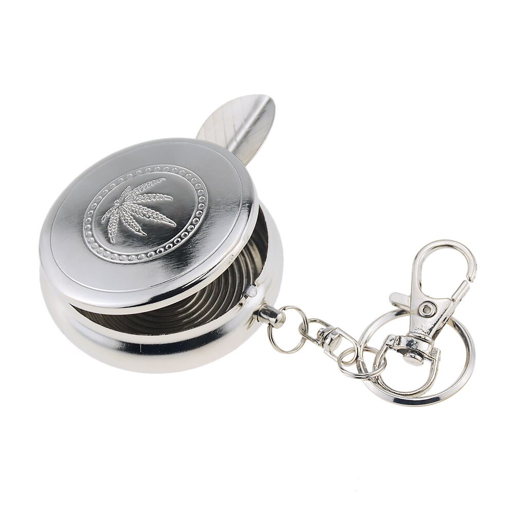 1Pcs Pocket Asbak Met Sleutelhanger Mini Leuke Draagbare Pocket Auto Mobiele Rvs Asbak