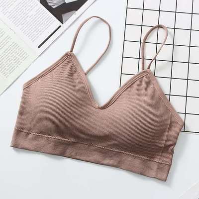 Tops de tubo para mujer, Sujetador deportivo sin huesos, Tops cortos para gimnasio, Bralette para trotar, ropa interior de Fitness para mujer: Rosa