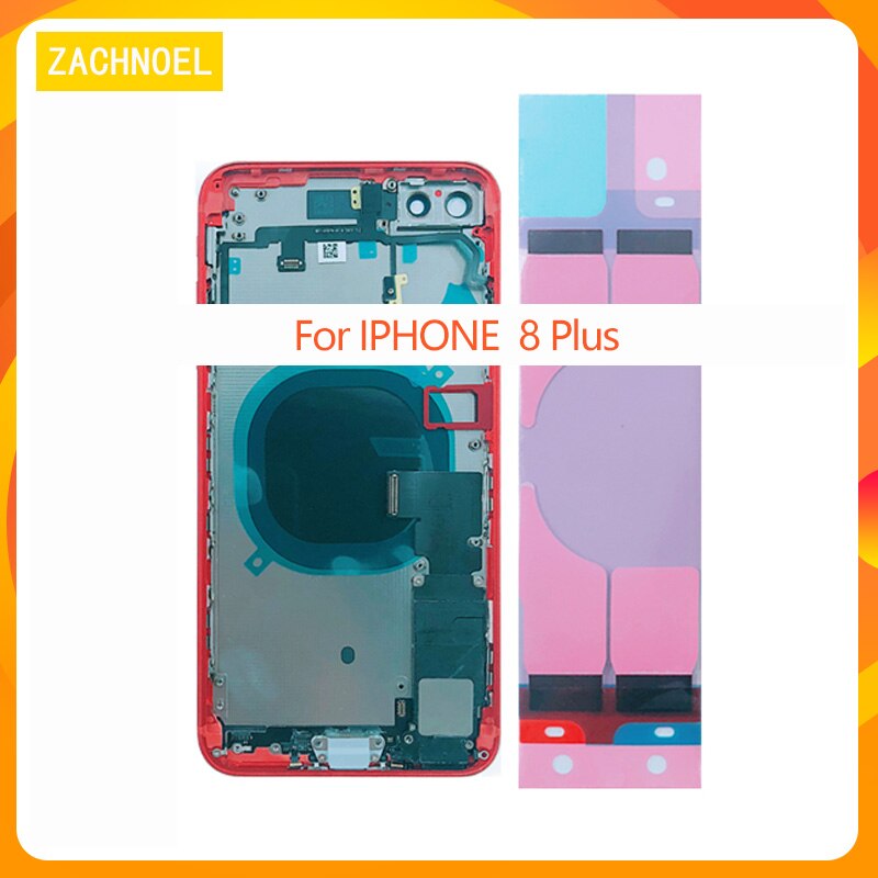 Back Full Housing for iphone 8 8Plus Plus Back Battery Cover Door Middle Frame Chassis + Glass with Flex Cable Parts Assembly