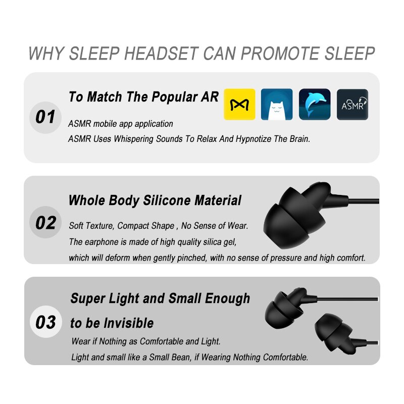 Słuchawki przewodowe słuchawki snu sportowy zestaw słuchawkowy 1.2M anty-hałjak łagodna robić snu w uchu radio z głębokim basem słuchawki douszne z mikrofonem