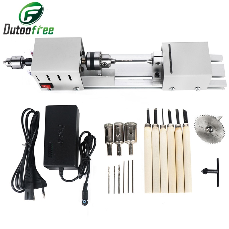 Mini tour pour bois 12-24V, Machine pour outils, bricolage pour travail de bouddha, meulage, polissage, Mini-tour