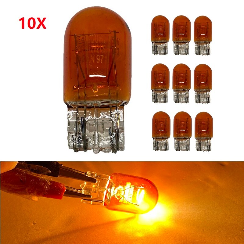 10x Signal Lampe 7440 WY21W W21W 7441 Lampen 12V warm weiß T20 Halogen 7443 W21/5W Halogen lampe Sicherung Lichter Umkehr Lichter: Bernstein / T20 7440