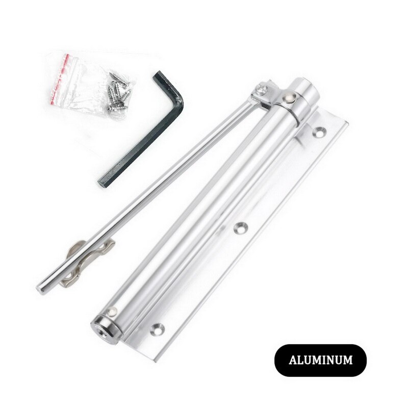 Door Closer Single Spring Strength Adjustable Surface Mounted Stainless Steel Automatic Closing Rated Door Hardware: Aluminum