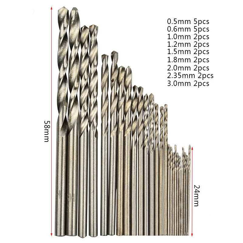 25Pcs 0.5mm-3mm Hss Micro Drill Bit Set High Speed Steel Pcb Small Drill Jewelry Tools For Dremel Bit For Electric Drills Set