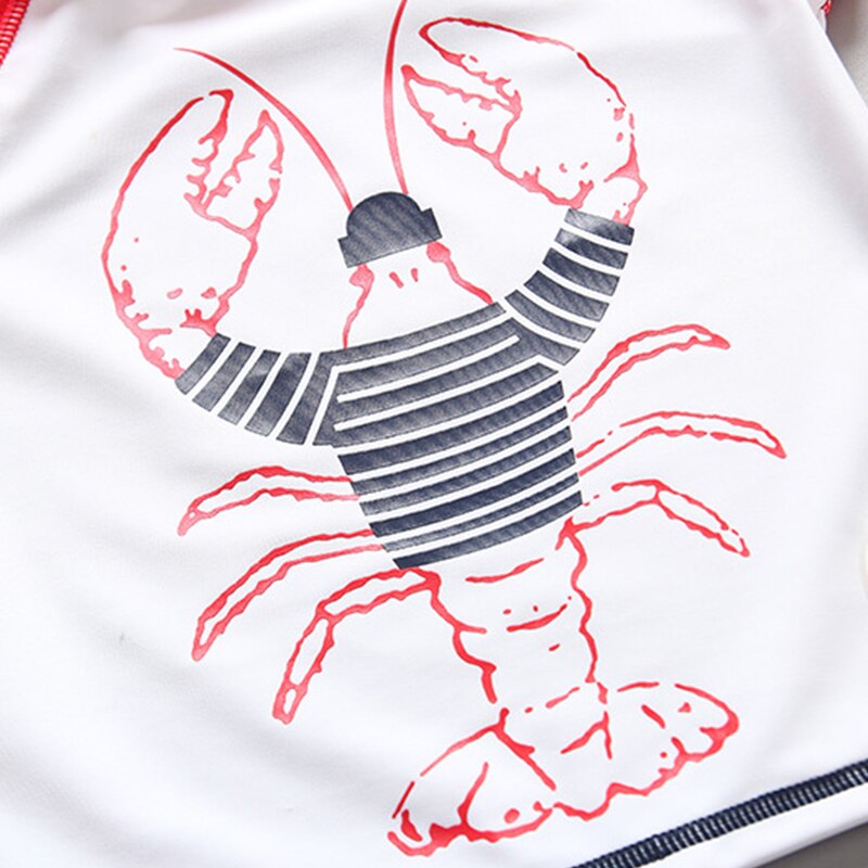 Badmode Voor Kinderen Krab Kreeft Print Kids Badpakken Badpak Baby Boy Lange Mouw Zwemmen Kind Strand Zwembad Kleding