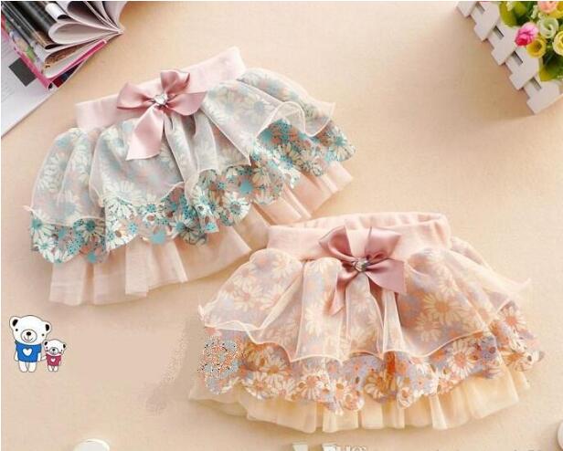 Baby Girl Skirts Mini Skirt Baby Florwal Tutus Pleated Skirt Children Flower Princess Skirts With Bowknot