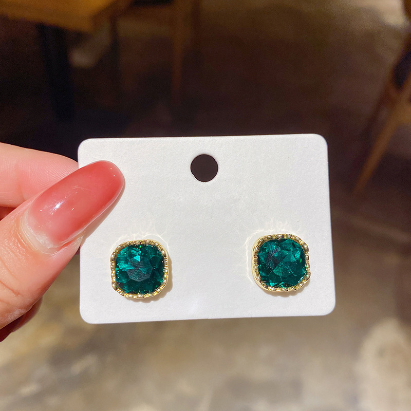 Vintage Groene Hart Crystal Earring Vrouwen Bruiloft Vierkante Zirkoon Oorbel Sieraden Engagement Banket Anniversary: ER21Y0895