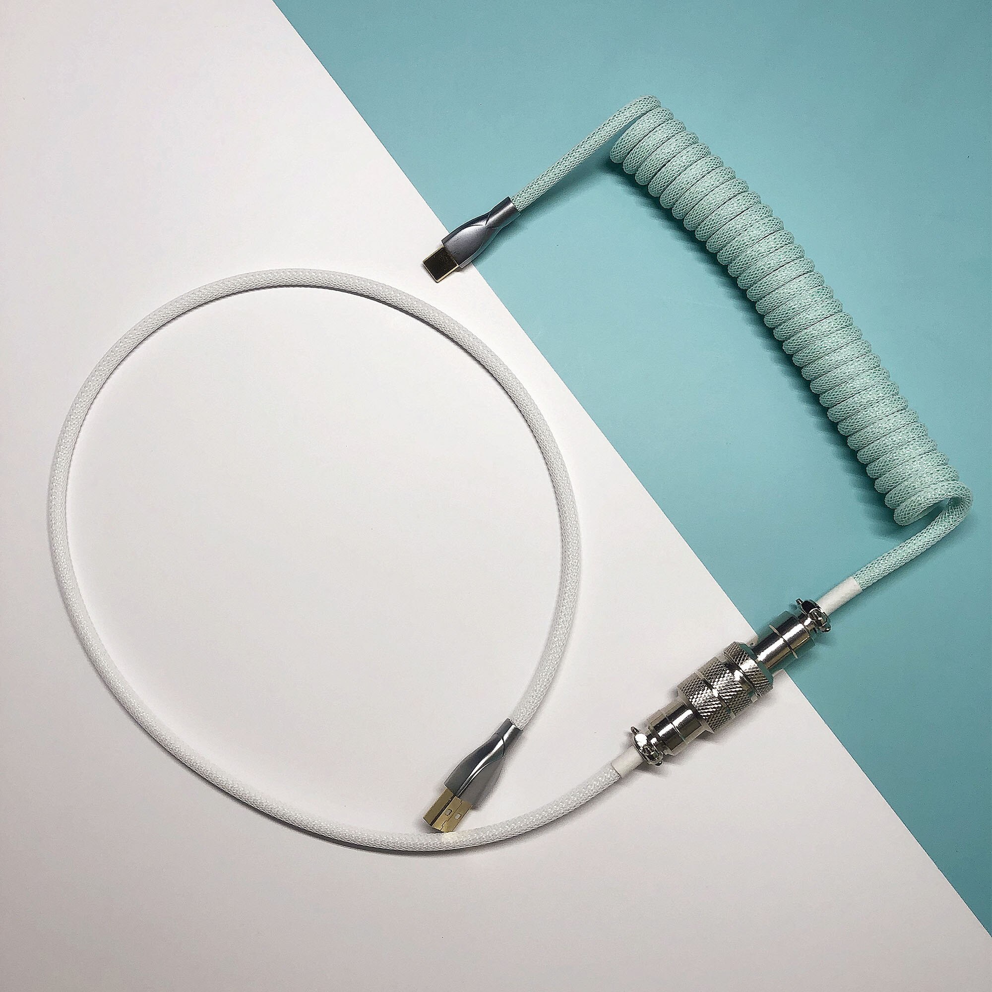 Tiffany White Type C USB Cable Mechanical Keyboard Coiled Cable Wire Mechanical Keyboard Aviator Computer Aviation Connector: Mini