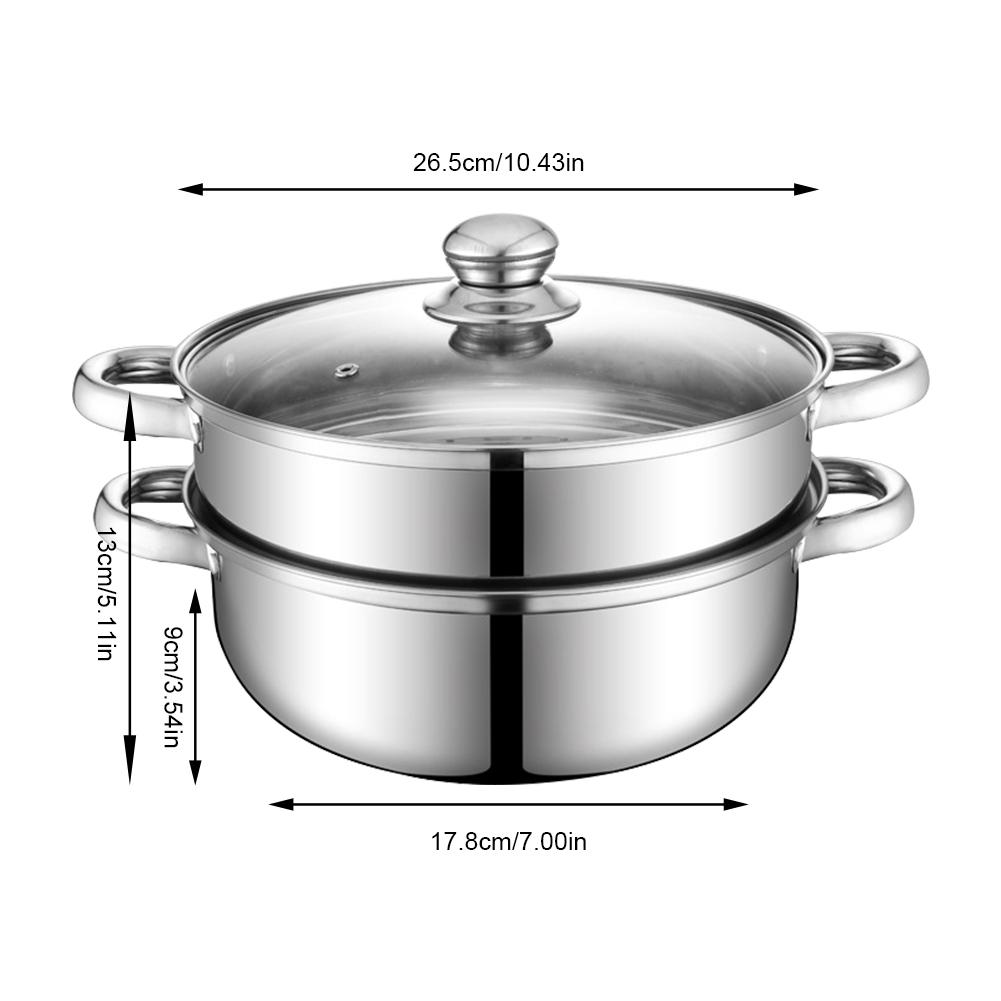 Stainless Steel Thick Steamer Pot Soup Steam Pot Universal Cooking Pots For Induction Cooker Gas Stove Two-layer Steam Pot