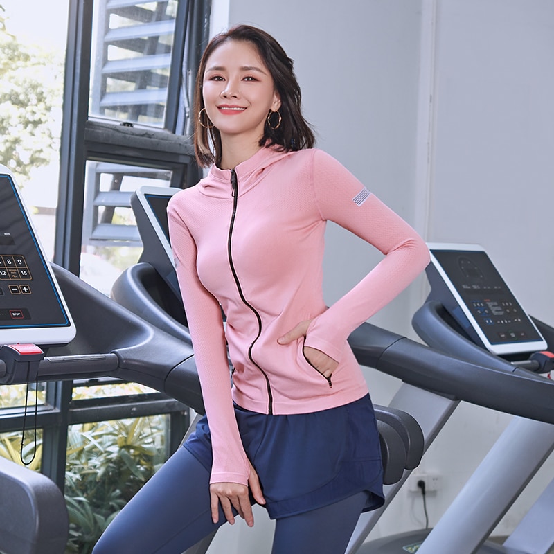 Sports jacket women fall/winter outdoor running tight-fitting zipper jacket jacket casual hooded workout clothes