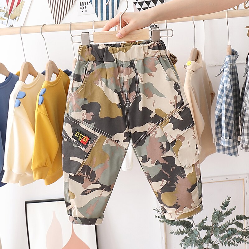 Babyjongens meisjes camouflage broek lente en herfst broek kinderen kinderen vrijetijdsbroeken: Donkergrijs / 5t