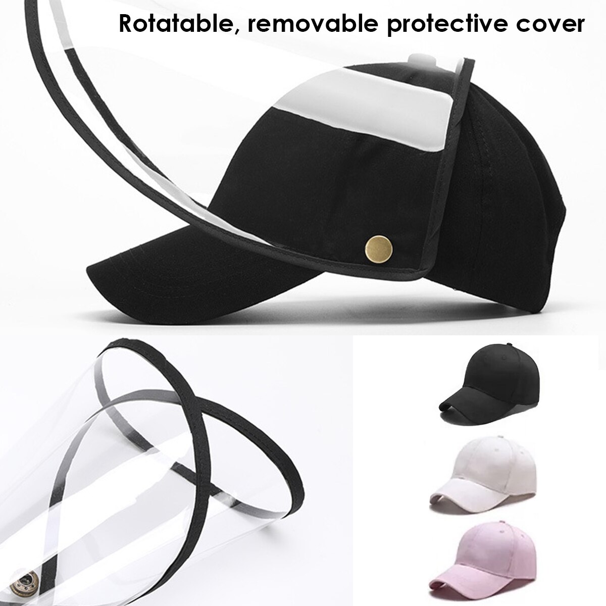 Anti Spitting Protective Hat Dustproof Baseball Cap With Detachable Faces Shield For Men Women 56-60cm Head Circumference