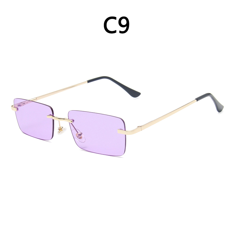 BOYSEEN Randlose Brille Mann Stilvolle Sonnenbrille Frau Rosa Blau Brillen UV400 Farbverlauf Sonnenbrille: Rosa