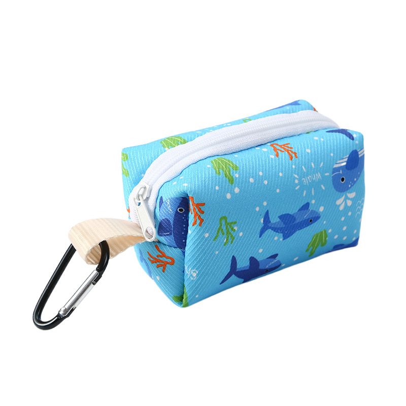 Dog Poop Bag Holder Leash Attachment - Poop Bag Dispenser for Leash -Pet Waste Bag Dispenser Fabric, Dog Bag Dispenser for Dogs: Blue