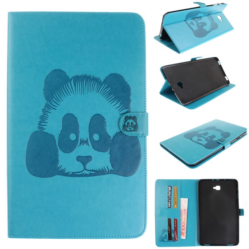 Etui na Tablet do Samsung Galaxy Tab A 10.1 2016 T580 T585 SM-T580 pokrywa Lichee styl skórzany składany stojak odwróć Tab A + film: TX blue