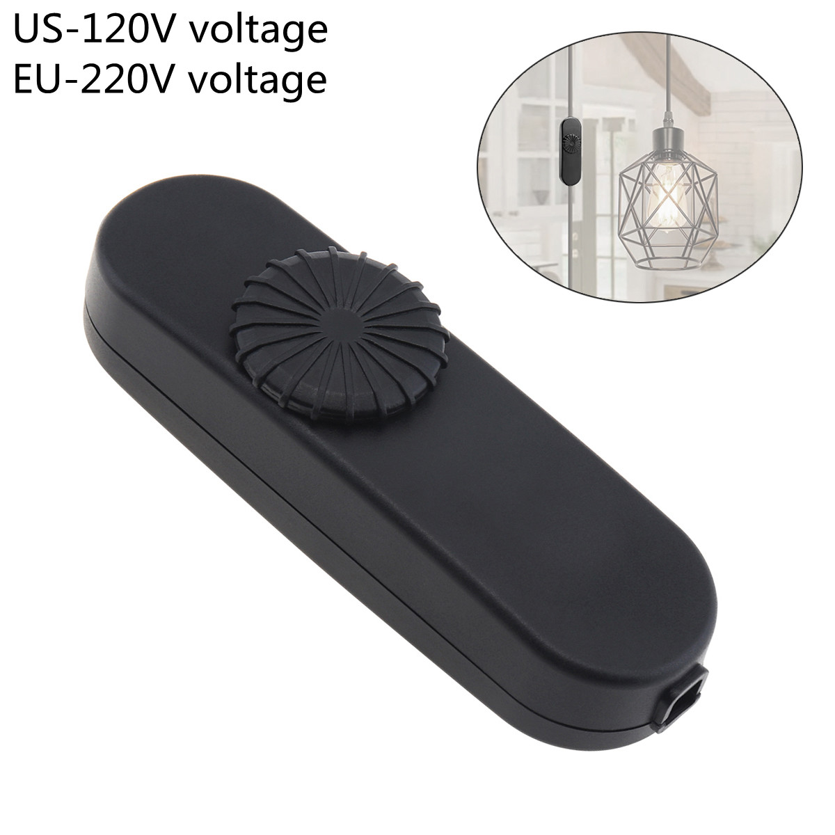 LED Dimmer Switch 120V/220V Full Range Rotary Dimmer Switch Inline Lamp Switch for Table Lamp / LED Lamp / Halogen Bulbs
