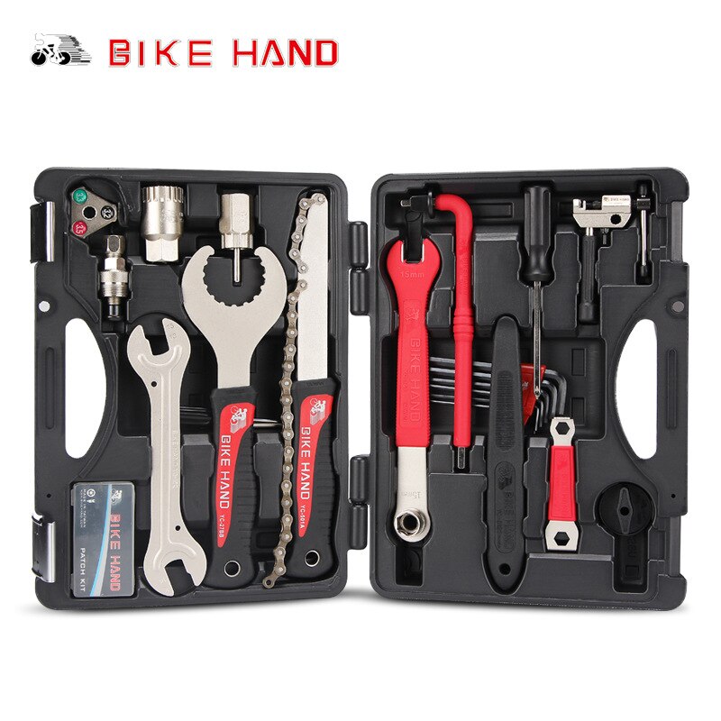 BIKE HAND Bicycle Maintenance Toolbox 18 in 1 Combination Suit YC-728 Multi-function Case Repair