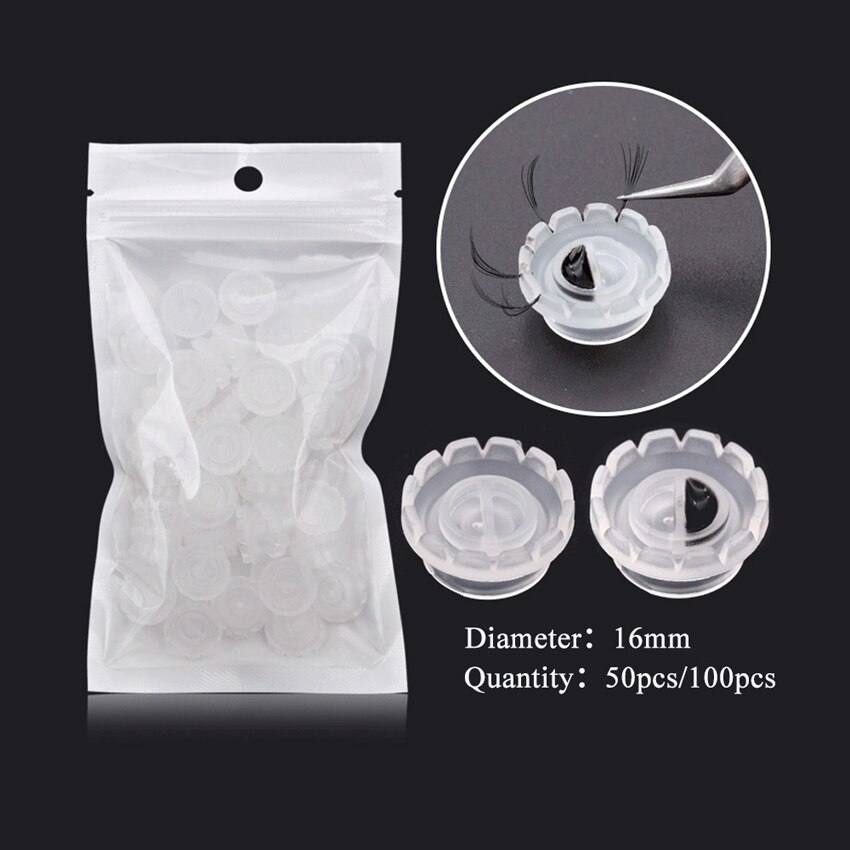 50Pcs/100Pcs Eyelash Extension Glue Cup Lash Blooming Lift Plastic Eyelash Glue Holder Eyelashes Adhesive Stand Cup