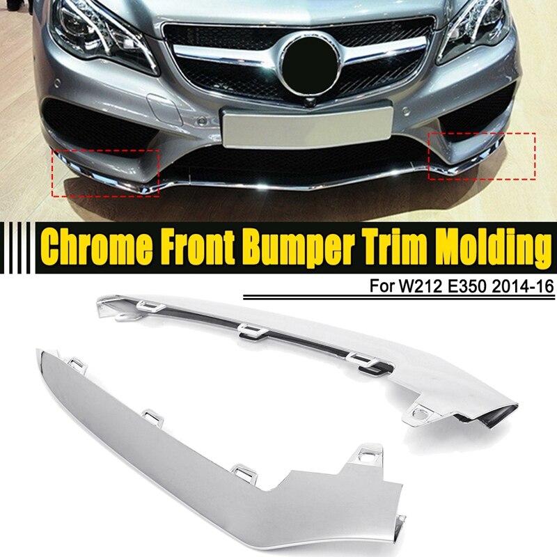thumbnail image 2 of Makerauto Front Bumper Trim Molding – Left & Right – For 2014-2016 Mercedes E350 E400 – Chrome, ABS, Direct Fit 2 of 3