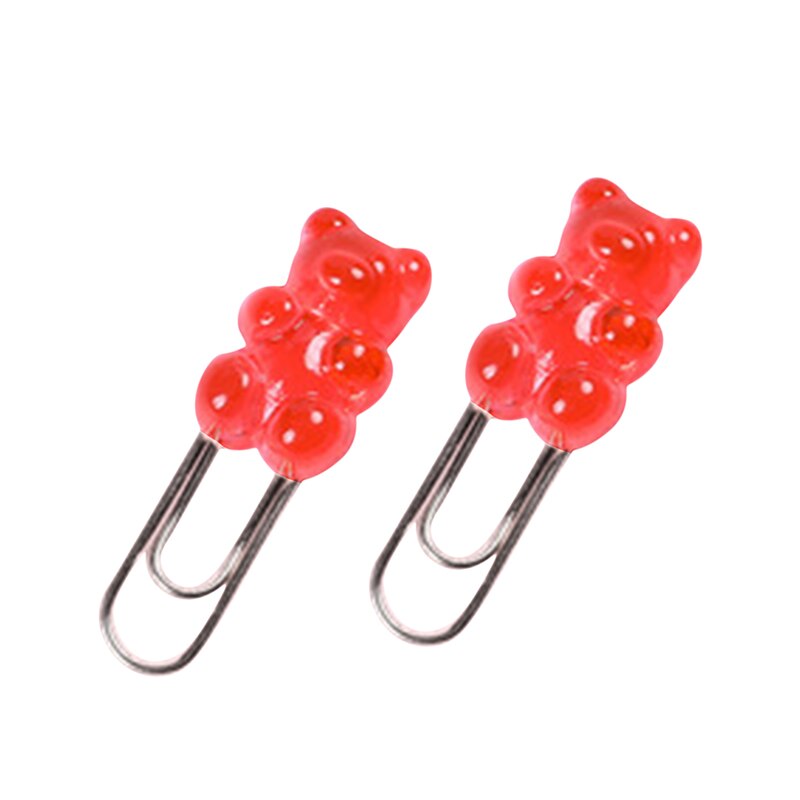 10pcs Cute Tool Accessories Rainbow Bear Home DIY Multi-function Craft Kit Paper Clip Decorative Bookmark Binder File Clips: red  10 pcs