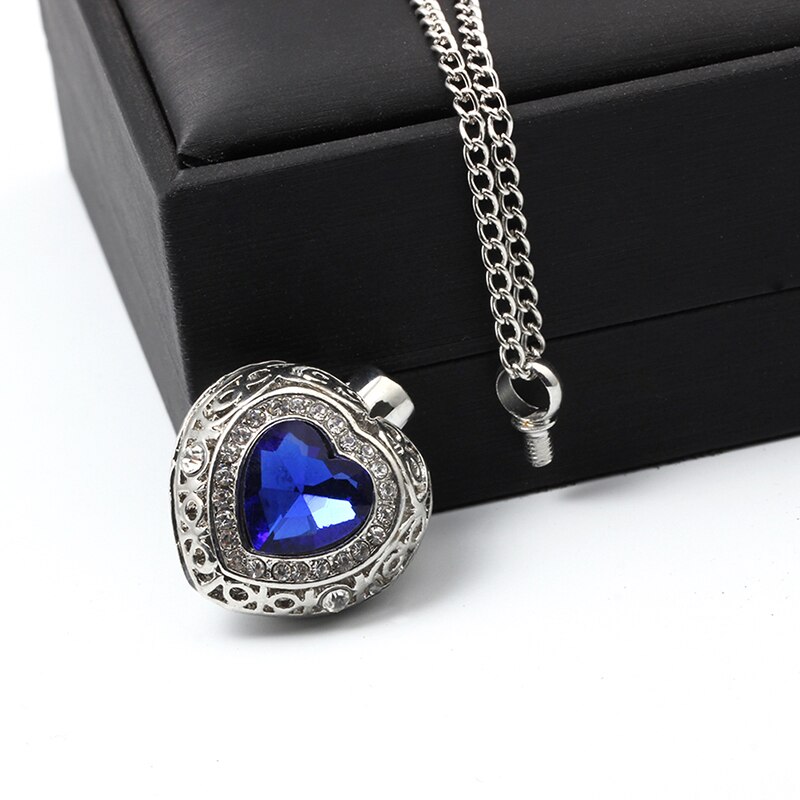 1 stk smuk urne kremering hjerte blå krystal vedhæng askeholder mindesmærke halskæde smykker