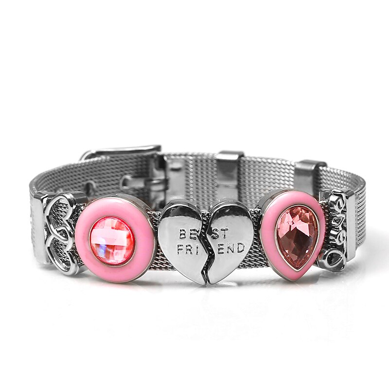 Baopon bedel sieraden zilverkleurige roestvrijstalen mesh armbandenset eenhoorn toren fijne armbanden voor vrouwen: M009