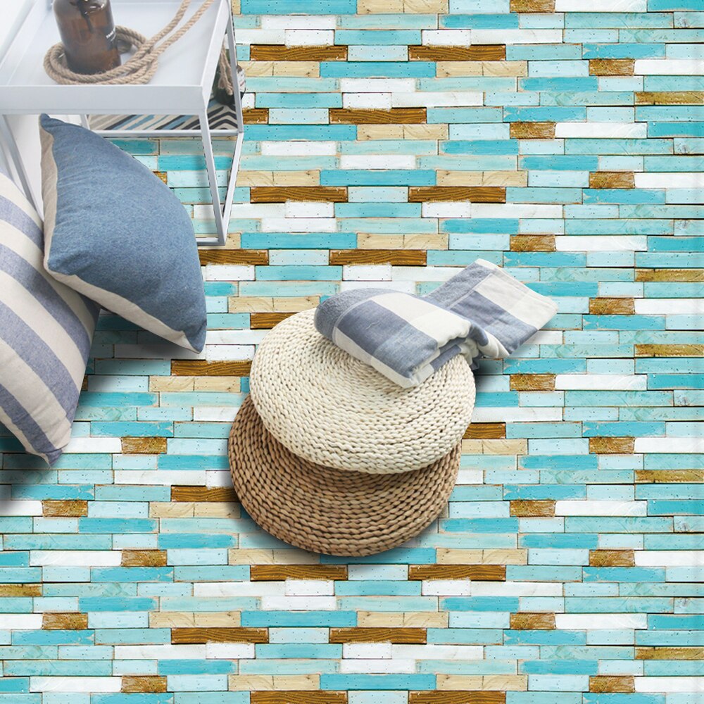 Funlife® 20x300cm Blue Wood Grain Ground Sticker Anti-slip Self-adhesive Floor Sticker for Bedroom Bathroom Kitchen Home Decor