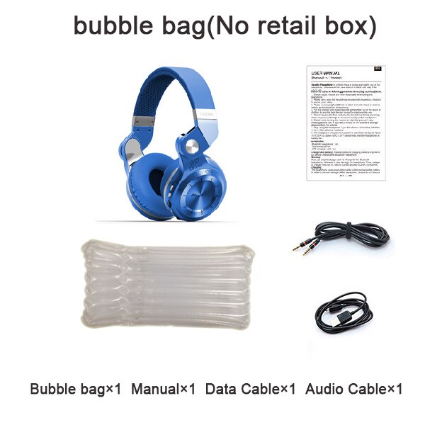 Bluedio T2 + Bluetooth Hoofdtelefoon Over-Ear Draadloze Opvouwbare Hoofdtelefoon met Mic BT 5.0 FM Radio Sd-kaart Headset: blue bubble bag