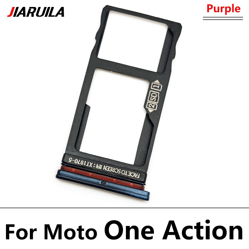 5 Stks/partij Sim Kaart Lade Voor Moto E6 Spelen E6S Een Actie Een Fusion Sim Card Slot Sd-kaart Lade houder Adapter Vervangende Onderdelen: One Action Purple