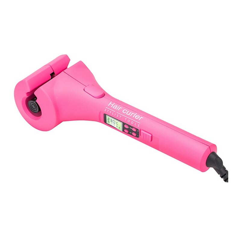 Rizador de pelo automático con pantalla LCD, rizador mágico portátil de cerámica de viaje, calefacción en , herramientas de estilismo para el cabello: Rosa / US