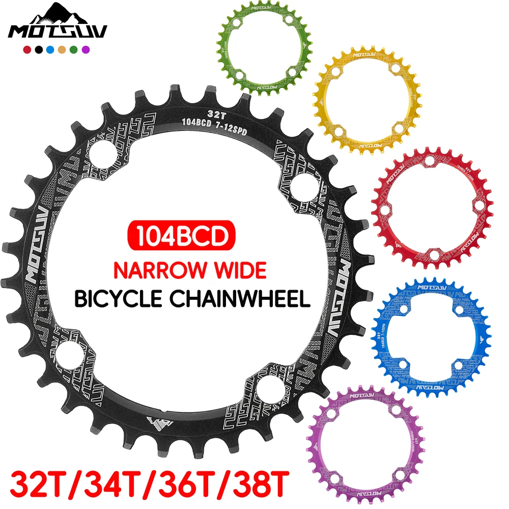 Motsuv fiets 104 bcd crank smal breed kettingblad mtb fiets rond ovaal 32 t 34 t 36 t 38t fietsen aluminiumlegering kettingblad onderdeel