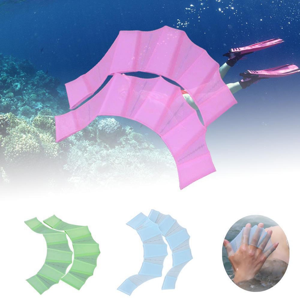 1 par de guantes de paleta tipo de rana mano silicona aletas agua deportes de natación equipo Unisex tipo de rana silicona fajas