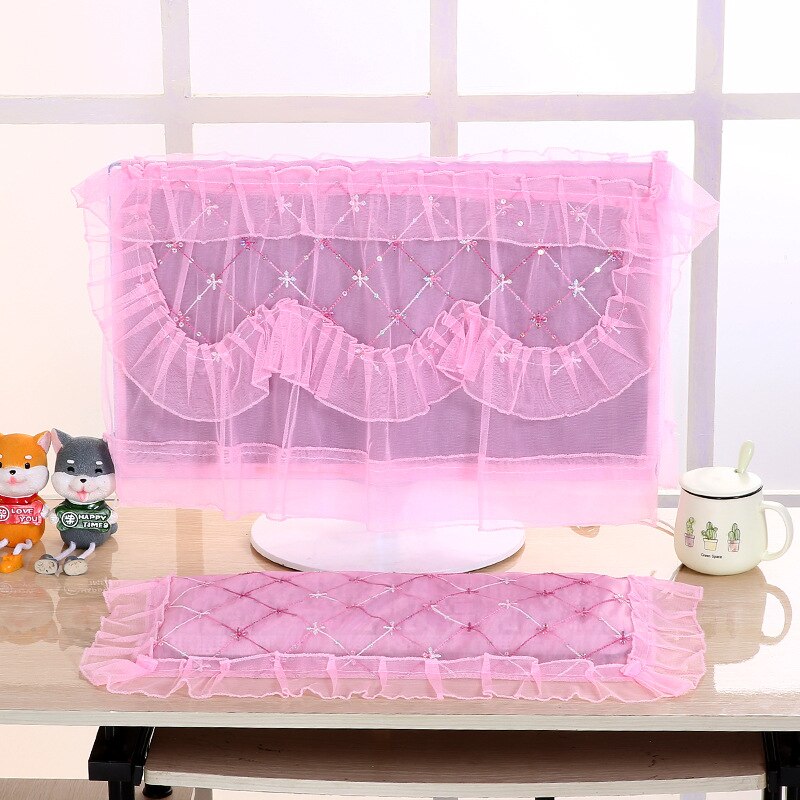 3 Pcs Protective Cover Sets Desktop Computer Cover Lace Dust Covers Computer Tablecloth Household Supplies