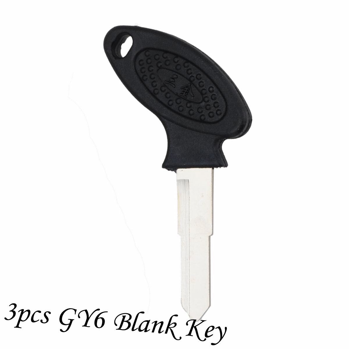 3pcs Motorcycle Black Scooter Uncut Key Blank For Mopeds Chinese Scooter Gy6 Replacement