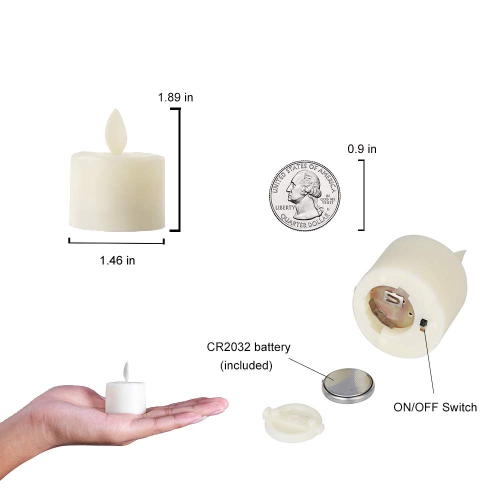 Pack of 6 Remote Control Birthday Candles,Realistic Moving Wick Flameless Tealights For Church Dinner Decoration