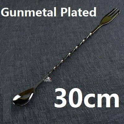Stainless Steel Cocktail Bar Spoon Hoffman Drink Mixer Bar Stirring Mixing Spoon Stirrer: Black 30cm