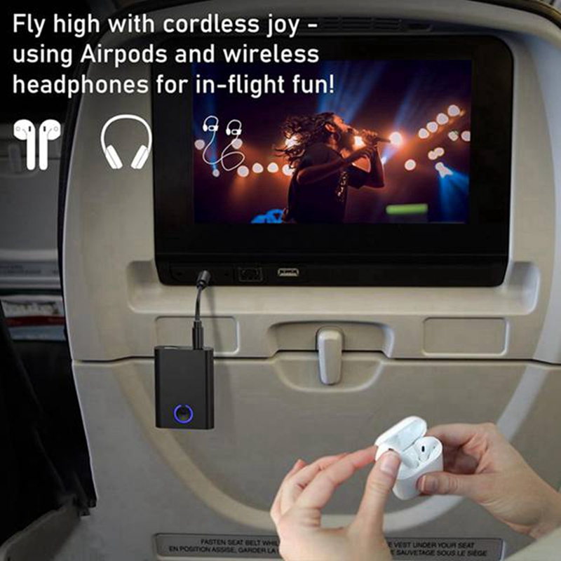 Bluetooth 5.3 Adapter For Airplane To 2 Wireless Headphones, 3.5Mm Jack In-Flight Bluetooth Transmitter Receiver For TV