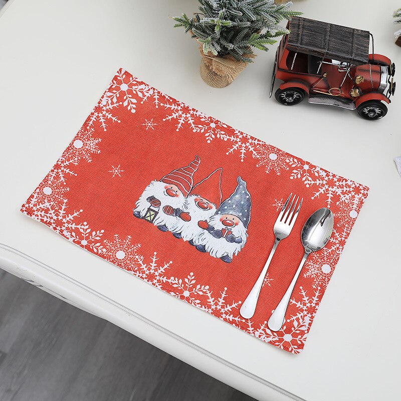 Kerst Placemats, non Slip Hittebestendig Placemats Met Gnome Patroon Voor Keuken Diner Jaar Decoratie: Rood