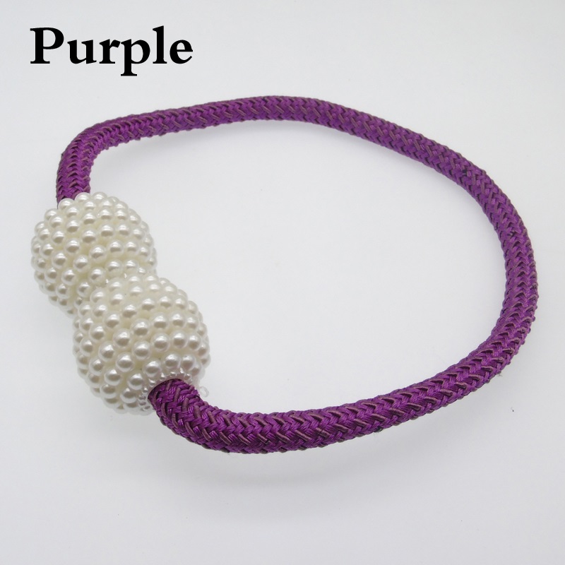 Ganchos magnéticos de perlas para cortina, soportes de cortinas, ganchos de hebilla, hebilla de bola para colgar, accesorios para cortina, decoración del hogar, 1 ud.: Purple