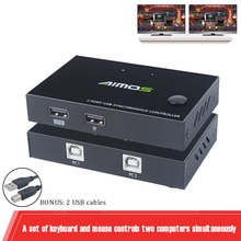 2 Ports USB Switch Selector KM Switch Computer Peripheral for PC Monitor Projector Keyboard Mouse Share two Computers In Stock