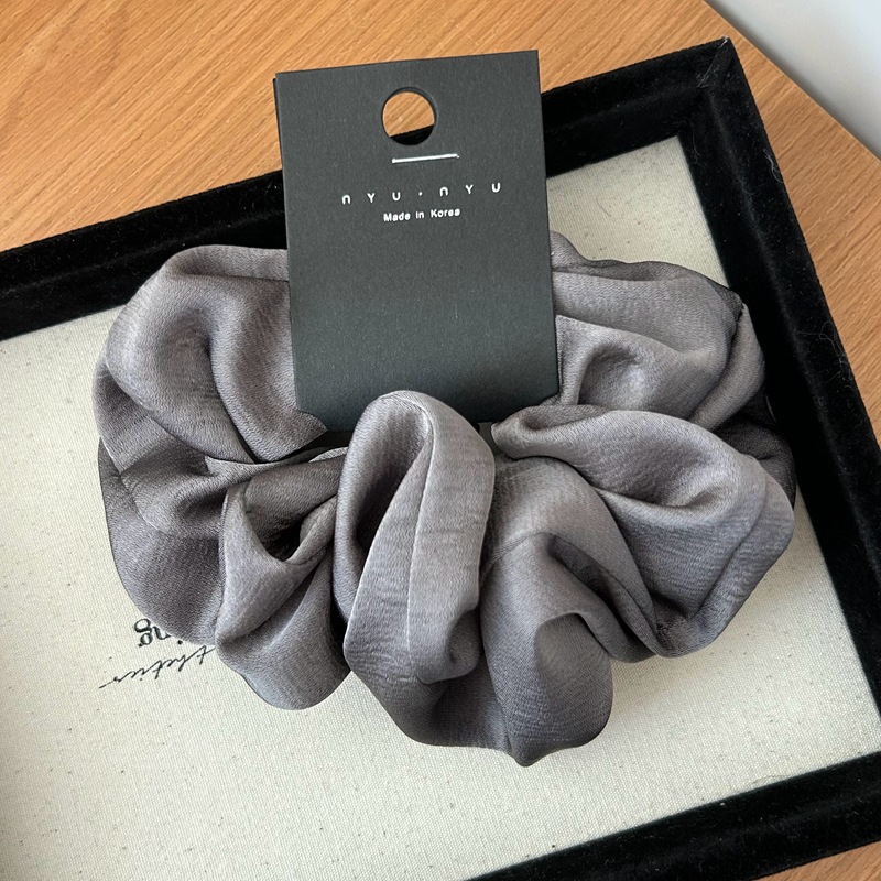 Coleteros de satén Retro de Corea para mujer, bandas de goma elásticas para el cabello grandes, lazos para el cabello de seda para niñas, diademas negras, accesorios para el cabello: Gris oscuro