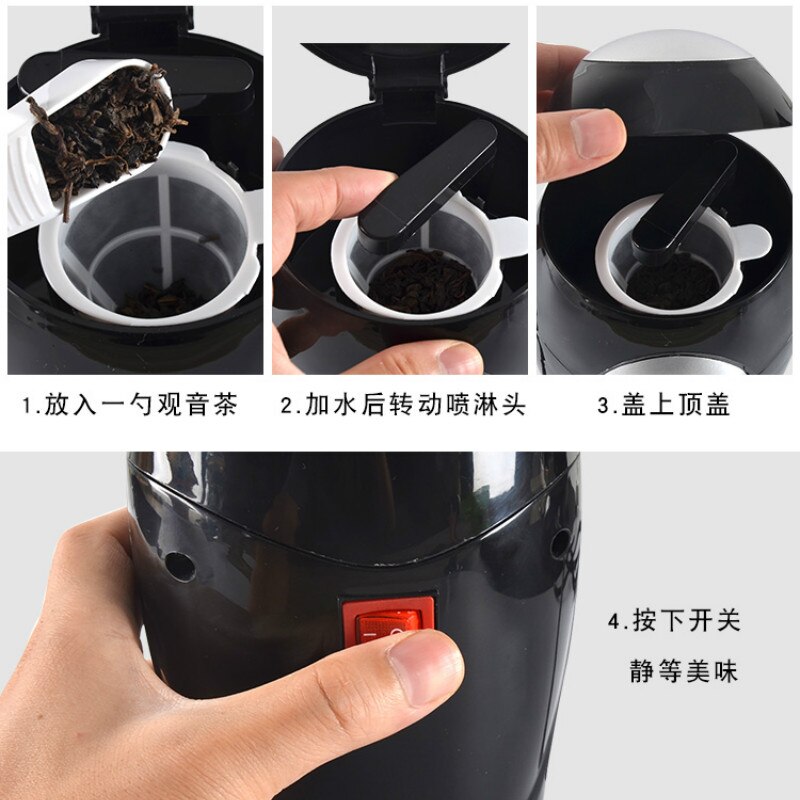 Mini Portable Electric Drip Coffee Machine Small Tea Maker American Drip Coffee Maker Black/Pink Household Office