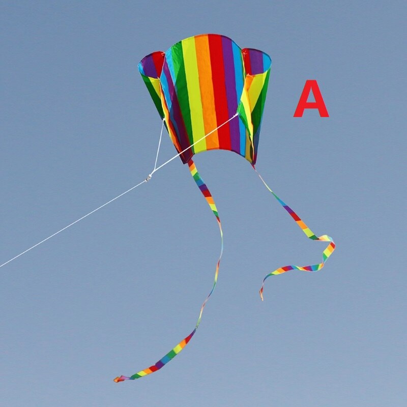 Rainbow Parafoil Kite With Tails Soft Kite Flying Toys Give 30m Kite Line