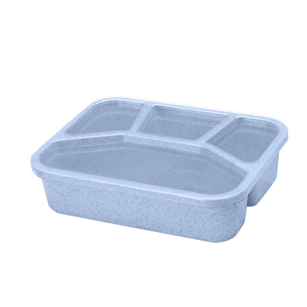 Fiambrera con 4 compartimentos de plástico, contenedor de almacenamiento de alimentos dividido, portátil, microondas, Picnic, Camping, rectangular, al aire libre: Blue