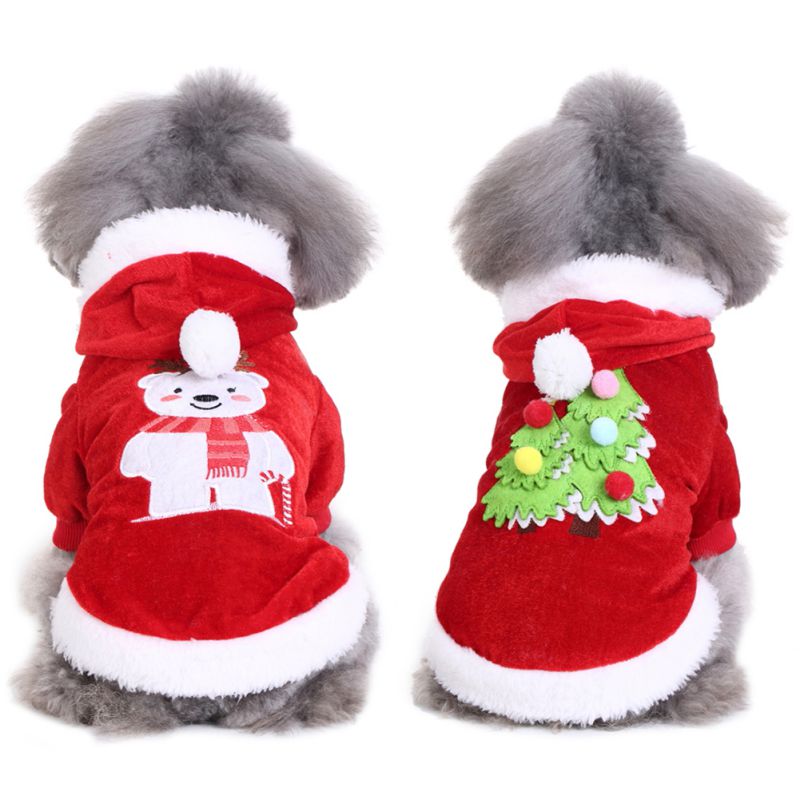 Huisdier Rode Polyester Beer Patroon Kerst Stijl Kostuum voor Kleine Middelgrote Honden Puppies Winter Kostuum